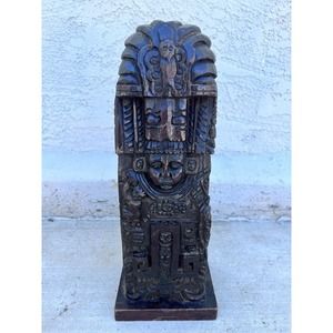 Vintage Mayan Aztec Wooden Statue 14”